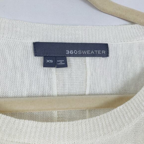 360Sweater Womens XS White 100% Linen Oversized Cap Sleeve Sweater Beachy Luxury - Picture 5 of 11